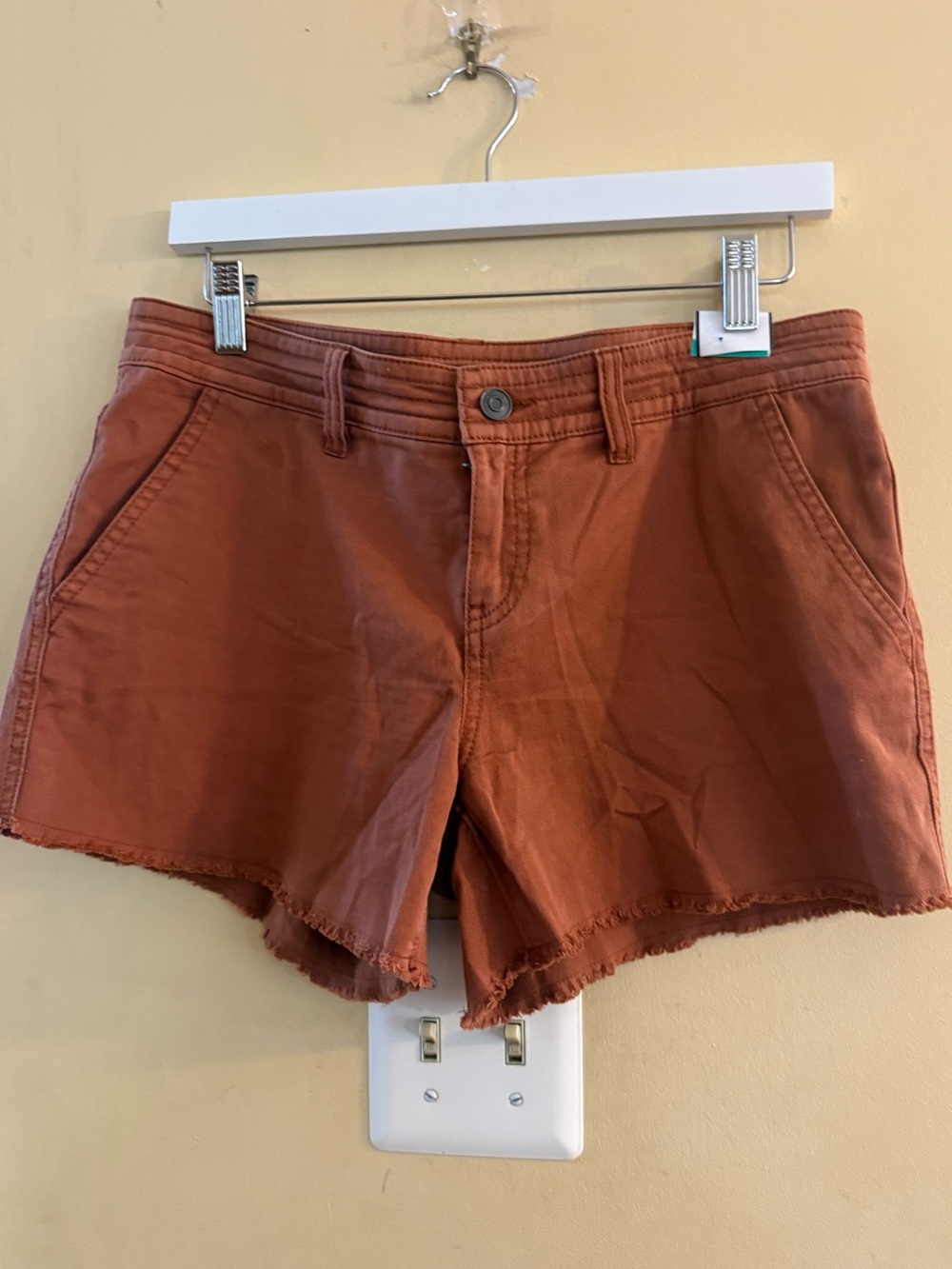 PrAna Sancho Women's Rust Frayed Hem Cotton Shorts, sz 6
